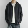 Moletom com capuz de tricô para homens, outono e inverno, estilo casual, suéter cardigã com zíper, retrô americano, peça externa de modelagem solta para casais