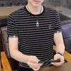 Camiseta de Manga Corta de Verano para Hombre, Estilo Coreano, Moderna, Sencilla, Top de Media Manga, Estilo de Hong Kong, Camiseta de Marca Holgada Casual Moderna