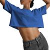 Comércio exterior transfronteiriço Europa e Estados Unidos sexy garota gostosa manga curta camiseta 2024 verão cor sólida curto gola redonda esportes top