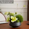 Mesa de centro floral simulada de lujo de alta gama, mesa de comedor para sala de estar, adornos de flores artificiales, jarrón geométrico creativo, decoración de hotel, arreglo floral