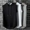 Chaleco con Capucha para Hombre de Verano Deportivo de Moda Baloncesto Correr Sin Mangas Camiseta Ajustado Cordón Chaleco Delgado con Mangas para Hombre