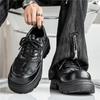 Zapatos Derby de una sola pieza para hombre con envío directo, Nuevos zapatos de otoño para hombre con suela gruesa que aumentan la altura, Zapatos grandes de cuero, Versátiles estilo británico, Zapatos Mickey