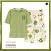 Pijama de Verão para Mulheres 2025 Novo Verão Algodão Puro Fino Redutor de Idade Calça Cropped Manga Curta Conjunto de Roupa de Casa Feminino