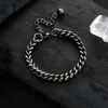 Pulsera Cubana Retro Desgastada de Acero de Titanio para Hombre Pulsera Estilo César Mismo Acero Inoxidable Hip-Hop Distintivo Combinable No se Desvanece