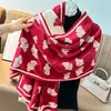 Bufanda Atmosférica Estilo Coreano para Mujer, Adecuada para Primavera, Otoño e Invierno, Diseño de Hoja de Ginkgo por Ambos Lados, Estilo Largo Engrosado, Cachemira Sintética, Adecuada para Habitaciones con Aire Acondicionado