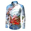 Venta Caliente Transfronteriza Moda Estilo Europeo y Americano Camisa de Manga Larga con Impresión Digital 3D para Hombre Serie Navideña Casual Ropa para Hombre