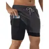 Venda Direta de Fábrica Transfronteiriço Respirável Secagem Rápida Esportivos Shorts de Camada Dupla Masculinos Marca da Moda Secagem Rápida Fitness Esportivos Shorts Masculinos Verão