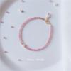 Pulseira de Turmalina Rosa Natural, Simples e de Nicho, Pulseira Fina de Pérola Lapidada, Joias de Pulseira Feminina de Designer Atacado