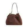 Bolso Cruzado de Hombro Tipo Cubo Casual Coreano para Mujer 2025 Otoño Gamuza Escarchada Versátil con Cordón Moderno