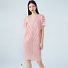 Vestido Plissado Tamanho Grande Miyake Comércio Exterior Transfronteiriço Moda Feminina Verão Gordinha MM Solto Decote V Manga Morcego Saia Listrada