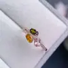 Anel de Turmalina Pura Natural Prata de Lei S925 Cristal Incrustado Cor Limpa Boa Cor de Fogo Pedra Principal cerca de 3*5mm