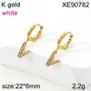 Pendiente de Letra Completa de Diamante PVD Dorado Acero de Titanio Pendientes Nicho Europeo y Americano Lujo Ligero Circonita Incrustada Ear Cuff Mujer Transfronterizo
