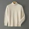 Suéter de Cuello Alto 100% Lana Pura para Hombre, Suéter de Manga Larga Otoño e Invierno, Suéter Holgado de Cachemira, Capa Base Tejida Engrosada para Jóvenes