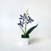 3 orquídeas Phalaenopsis artificiales en macetas pequeñas para decoración floral del hogar, bonsái de planta verde, arreglo para habitación de hotel, adornos de flores artificiales