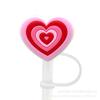 Tapa de Pajita de Silicona de Amor para el Día de San Valentín Lindo Corazón Dulce Dibujos Animados Pajita Tapa Decorativa Tapón de Pajita Manga de Pajita Soporte de Pajita