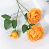 Simulação de Flor de Peônia Estrangeira Casamento Decoração de Sala de Estar Interna Adereços Rosa Ocidental Simulação de Peônia de Três Cabeças