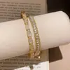Pulsera de cuadros dorada, pulsera de anillo de circonita ultrabrillante, lujo ligero, pulsera exquisita de alta gama, moderna y versátil, joyería estilo Ins
