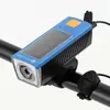 Luz de Manillar Alimentada por Energía Solar JOHORSE Faro LED para Bicicleta con Bocina Advertencia para Ciclismo Nocturno Luz de Ciclismo Impermeable