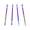 Acero inoxidable transfronterizo titanio coloreado pequeño acero empujador de cutículas pala doble cabeza removedor de uñas removedor de uñas aceite gel herramienta para arte de uñas paseo libre