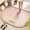 Nueva Alfombrilla de Baño Ovalada Color Crema, Alfombrilla Absorbente de Tierra de Diatomeas de Secado Rápido para Pies, Resistente a la Suciedad, Resistente al Desgaste, Alfombrilla Antideslizante