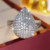 Anillo de Gota de Agua Full Zirconia de Lujo Ligero Más Vendido Super Brillante de Moda Atmósfera de Gama Alta Versátil Anillo Estilo Reina de Banquete