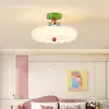 Lámpara de Techo Semi-Colgante Memphis Dopamine Estilo Francés Crema Lámpara de Techo de Espectro Completo que Protege los Ojos para Habitación Infantil y Dormitorio