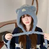 Gorro de Punto con Orejas de Oso Lindo Otoño Invierno Estilo Nuevo Circunferencia de Cabeza Grande Cálido Cortavientos Engrosado Para Adelgazar la Cara Protección de Orejas Gorro