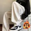 Calça casual retrô americana masculina estilo outono e inverno, além de calças esportivas de veludo damasco, calças largas e de perna larga da marca da moda