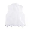 Comércio Exterior 2025 Outono Nova Moda Feminina Casual Estilo Europeu e Americano Sem Mangas Gola Lapela Curta Bordada Camisa 3564801