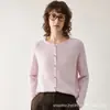 Cardigan de Caxemira com Bainha Enrolada e Gola Redonda 2026 Outono/Inverno Novo Casaco Curto de Manga Longa de Botão Único Solto Emagrecedor