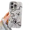 Funda para teléfono móvil con diseño de cachorro de línea para iPhone 15 Pro, Apple 16 Pro Max/14/13/12/11/8 con hilo de plumas