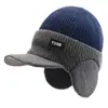 Chapéu de Lã Tricotado com Forro de Veludo Novo para Outono e Inverno, Proteção para as Orelhas, Moda Jovem, Chapéu Pulôver para Esportes ao Ar Livre