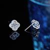 Aretes de Plata Esterlina S925 con Moissanita Micro-Incrustados Brillantes Trébol Clásico de Cuatro Garras Aretes Modernos y Elegantes