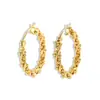 Pendientes Dorados Redondos Tejidos Estilo Maillard Transfronterizos Lujo Accesible Estilo Ins de Gama Alta Pendientes de Aro Grandes Estilo Popular Caliente