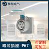 Conector industrial estándar europeo bajo voltaje IP67 impermeable para exteriores 32A toma trifásica oculta plástico 3p