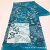 Nueva Cuerda para el Cabello de Encaje con Lentejuelas de Flores de Ancho Completo Africana Tela para Vestido de Banquete Bordada con Lentejuelas Encaje Africano