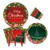 Tema de Árbol de Navidad Fiesta de Navidad Plato de Papel Desechable Decoración Festiva para Fiesta Plato de Papel Vaso de Papel Arreglo de Servilletas