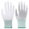 Guantes protectores de palma recubiertos de PU, guantes de nailon blancos con recubrimiento adhesivo, guantes antiestáticos y libres de polvo para fábricas de electrónica, guantes de trabajo antideslizantes