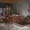 Mesa de Chá e Conjunto de Cadeiras Totalmente em Madeira Maciça Mesa de Centro de Olmo Mesa de Chá de Escritório Mesa de Chá Kung Fu Conjunto de Chá Tudo em Um Estilo Zen