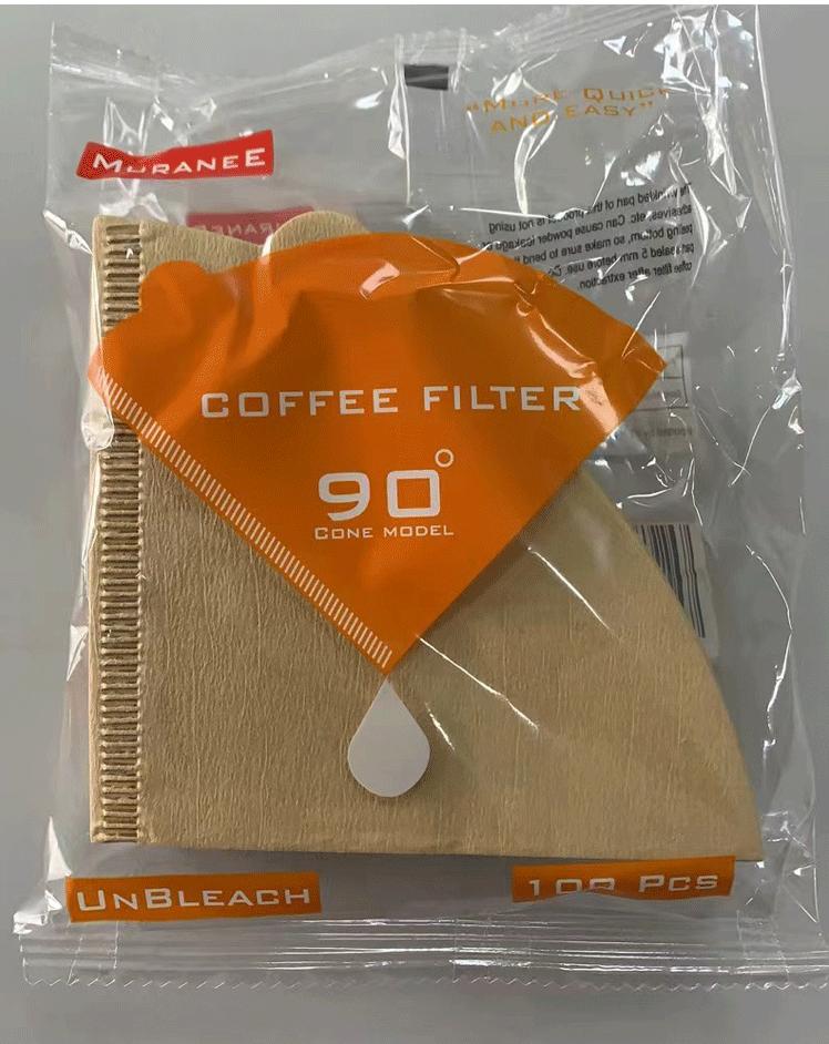 1-2杯V60咖啡滤纸V形手冲咖啡滤纸100枚OPP袋