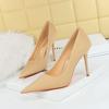 3265-1 Estilo Coreano Moda Simple Pedicura Look Adelgazante Tacón Súper Alto Stiletto Boca Baja Punta Puntiaguda Tacones Altos Zapatos de Mujer Flats