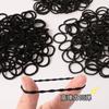 Elástico de Borracha Preto Elástico de Amarrar Feminino Elástico de Alta Elasticidade e Durável Tamanho Pequeno de Bebê Elástico de Cabelo Elástico de Cabelo com Capa de Couro para Meninas Tamanho Pequeno Elástico de Cabelo