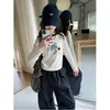Conjunto de Blusa com Estampa de Desenho e Calça Wide Leg para Meninas, Roupa Casual da Moda 2026 para Crianças Maiores
