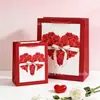 Comercio exterior suministro impresión a color bolsa de cartón blanco bolsa de regalo Día de San Valentín amor rosa embalaje de regalo festivo bolsa de papel al por mayor