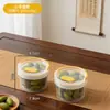 Contenedor de plástico transparente redondo BNBSR con asa, sello hermético, apto para almacenar aceitunas y otros alimentos en conserva