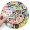 50 Pegatinas de Caballa en Lata Pintadas a Mano Dibujos Animados Comida Gourmet Impermeables Decorativas Guka Taza Termo Pegatinas para Cuaderno