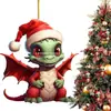 Decoraciones para Llaveros de Acrílico Árbol de Navidad Dinosaurio Dibujos Animados Serie Creativa de Navidad Adornos para Colgar en el Coche