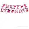 Suministros para Fiesta Temática Vaquera Rosa Personalizados Decoración de Fiesta Vaquera Diseño Banner Bandera de Tirar Platos de Papel para Fiesta Vajilla