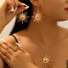 Pendientes de sol de alta calidad con diseño exagerado europeo y americano, pendientes de girasol de moda retro, pendientes de comercio exterior transfronterizo para mujer