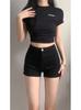 Shorts de Mezclilla Negros de Cintura Alta para Mujer Hot Girl Nuevos Primavera y Verano 2026 Retro de Cintura Alta Ajustados Adelgazantes que Resaltan las Caderas Pantalones Cortos Hot